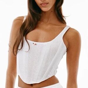 With Jean White Fitted Crop Tank Top